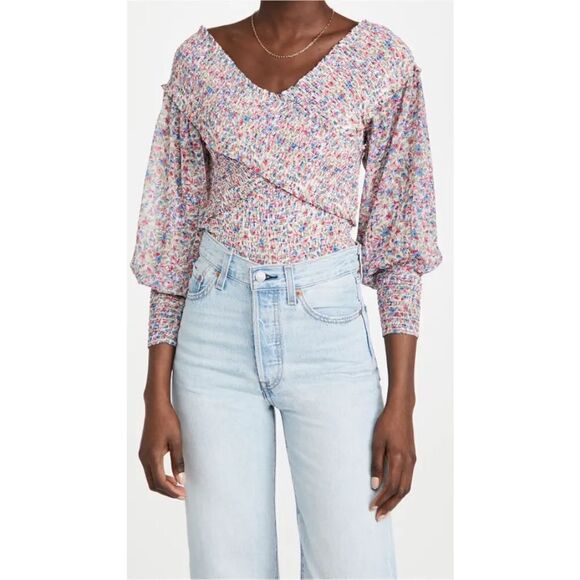 BB Dakota | Revolve Ditsy‎ Floral Smock Factor Feminine Top Blouse S Coquette - Picture 3 of 13